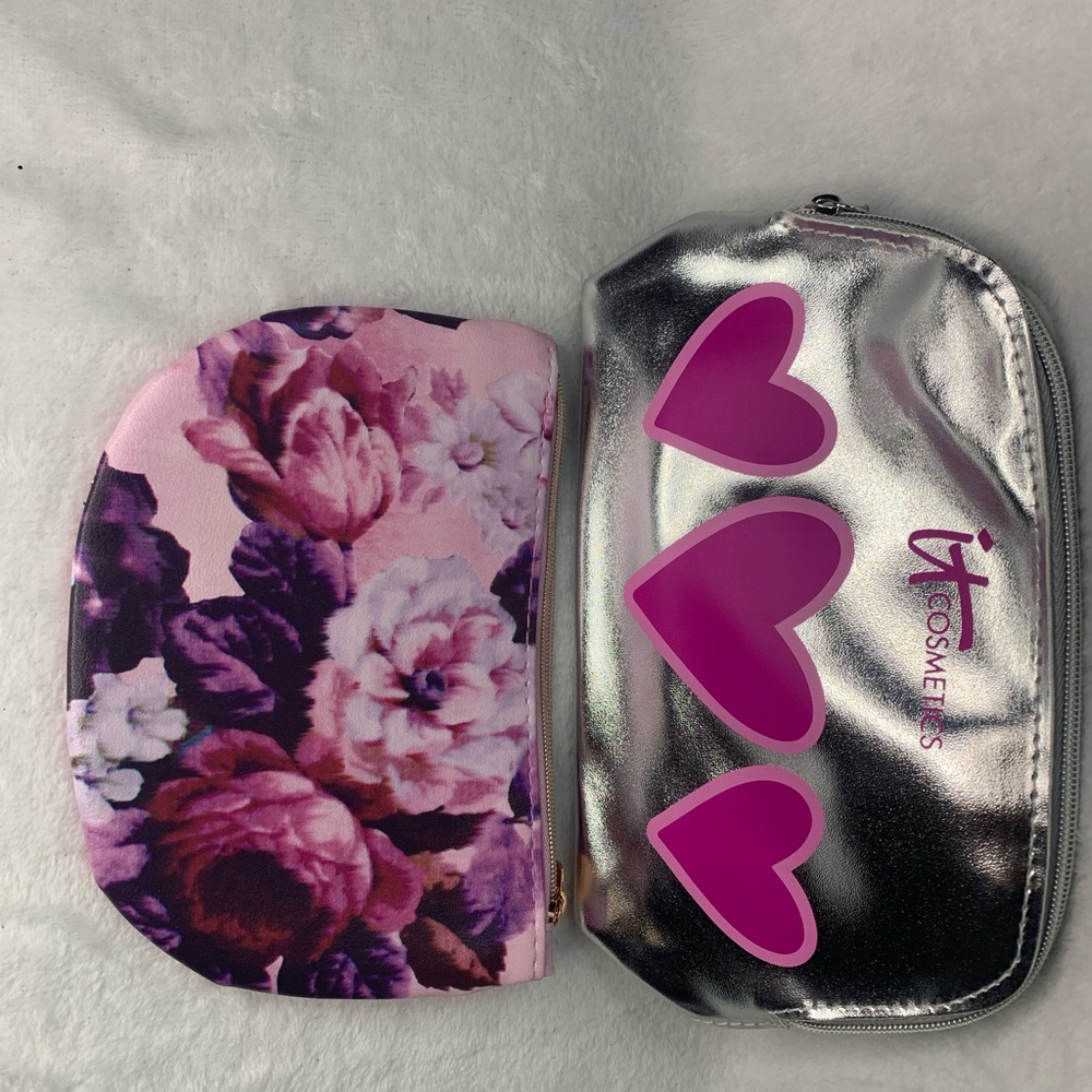 IT Cosmetics pink and purple makeup bag
